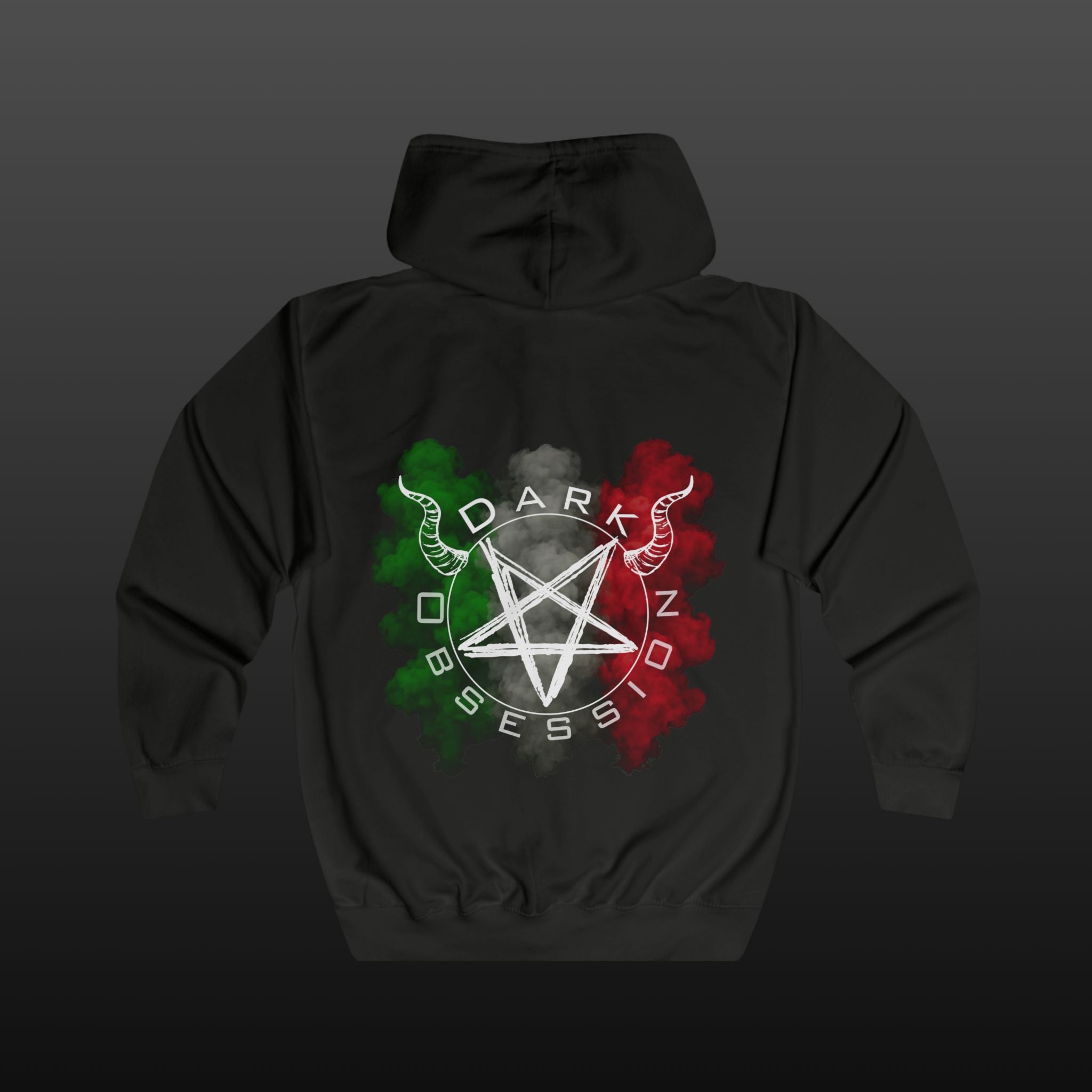 Dark Obsession Kaputzenjacke — Backprint mit italienischer Flagge