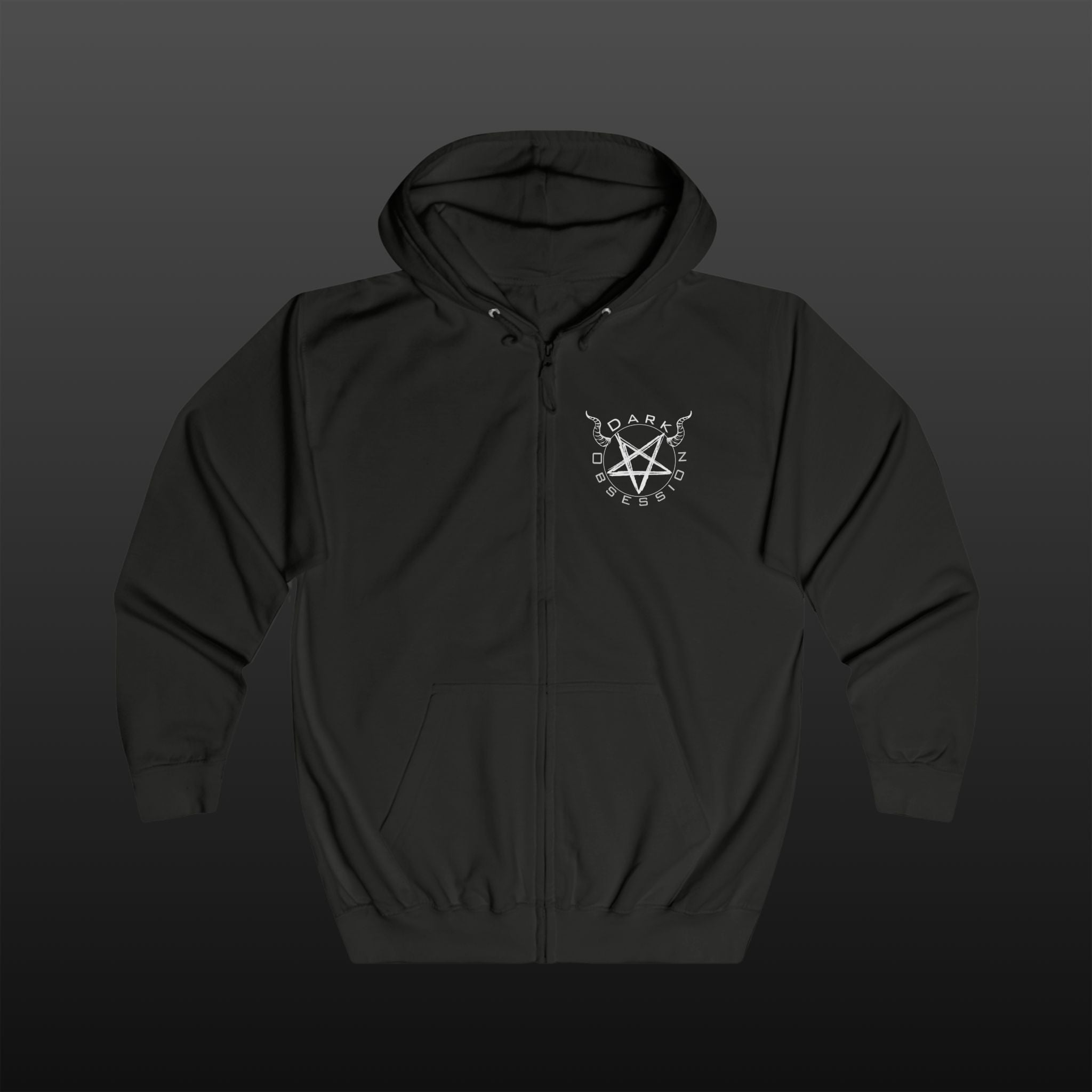 Black Metal Hoodie Zipper — "No Gods" Kapuzenjacke mit betenden Händen (Viva Blasphemy)