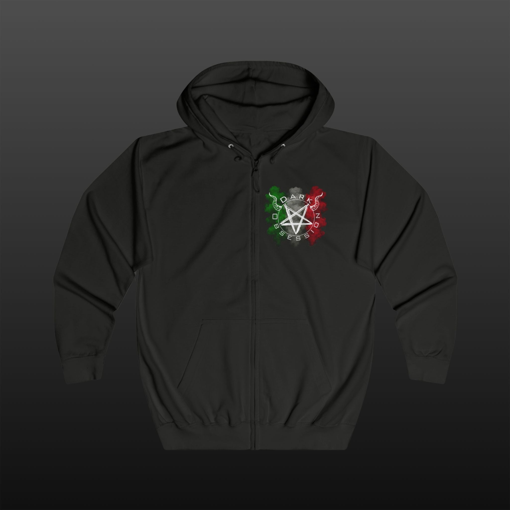 Dark Obsession Kaputzenjacke — Backprint mit italienischer Flagge