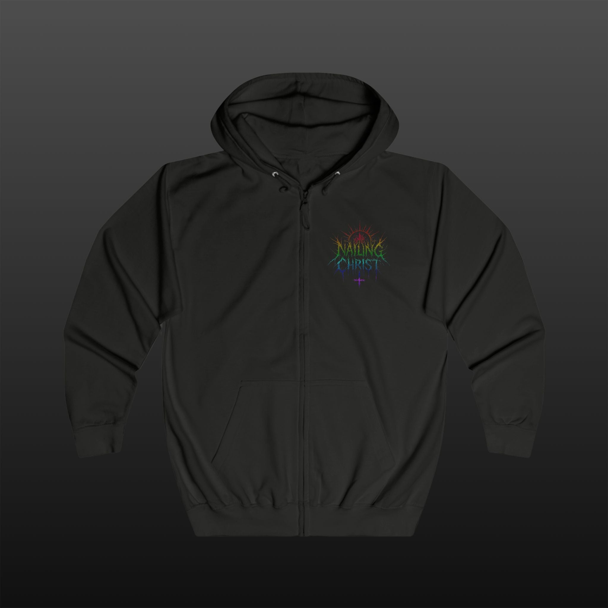 Black Metal "Nailing Christ" Rainbow —  Band Logo Zipper Hoodie