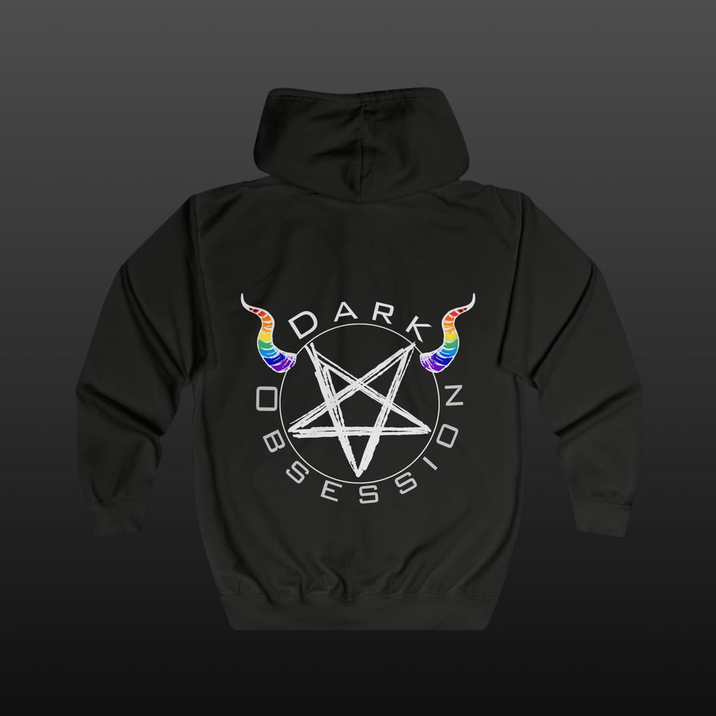 Dark Obsession Rainbow Horns Kaputzenjacke — Backprint
