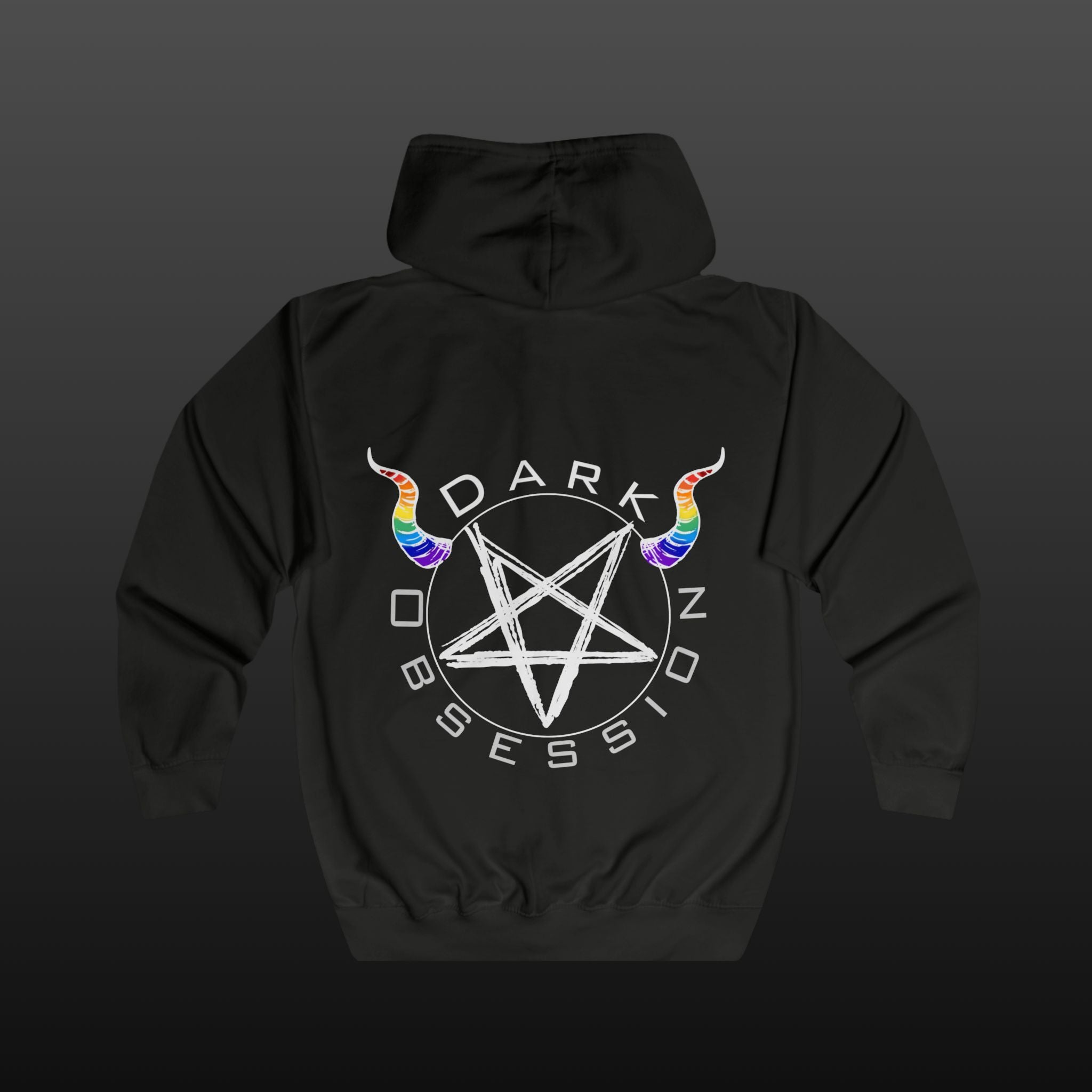 Dark Obsession Rainbow Horns Kaputzenjacke — Backprint