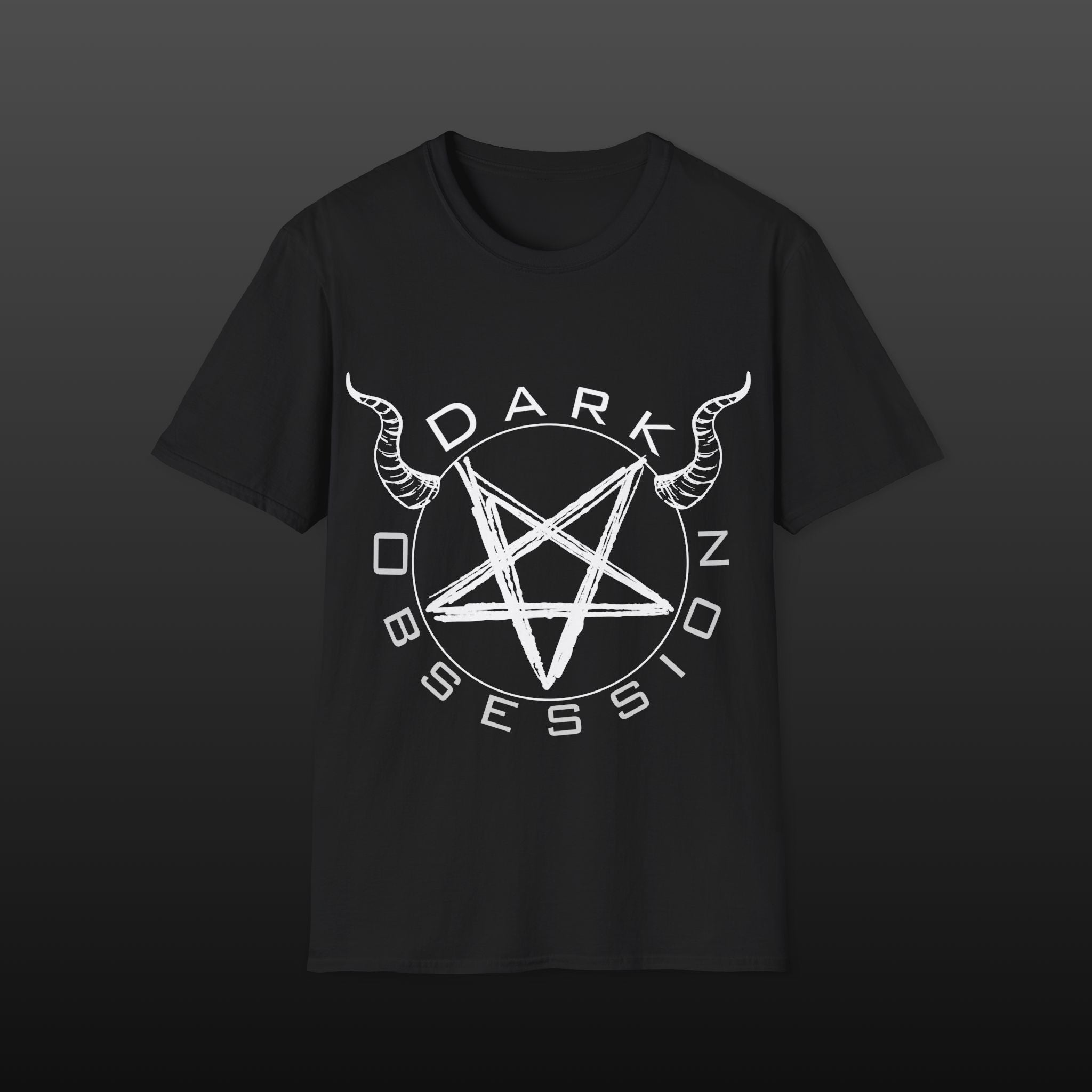 Dark Obsession T-Shirt – "Dark Obsession" mit Pentagramm und Hörnern