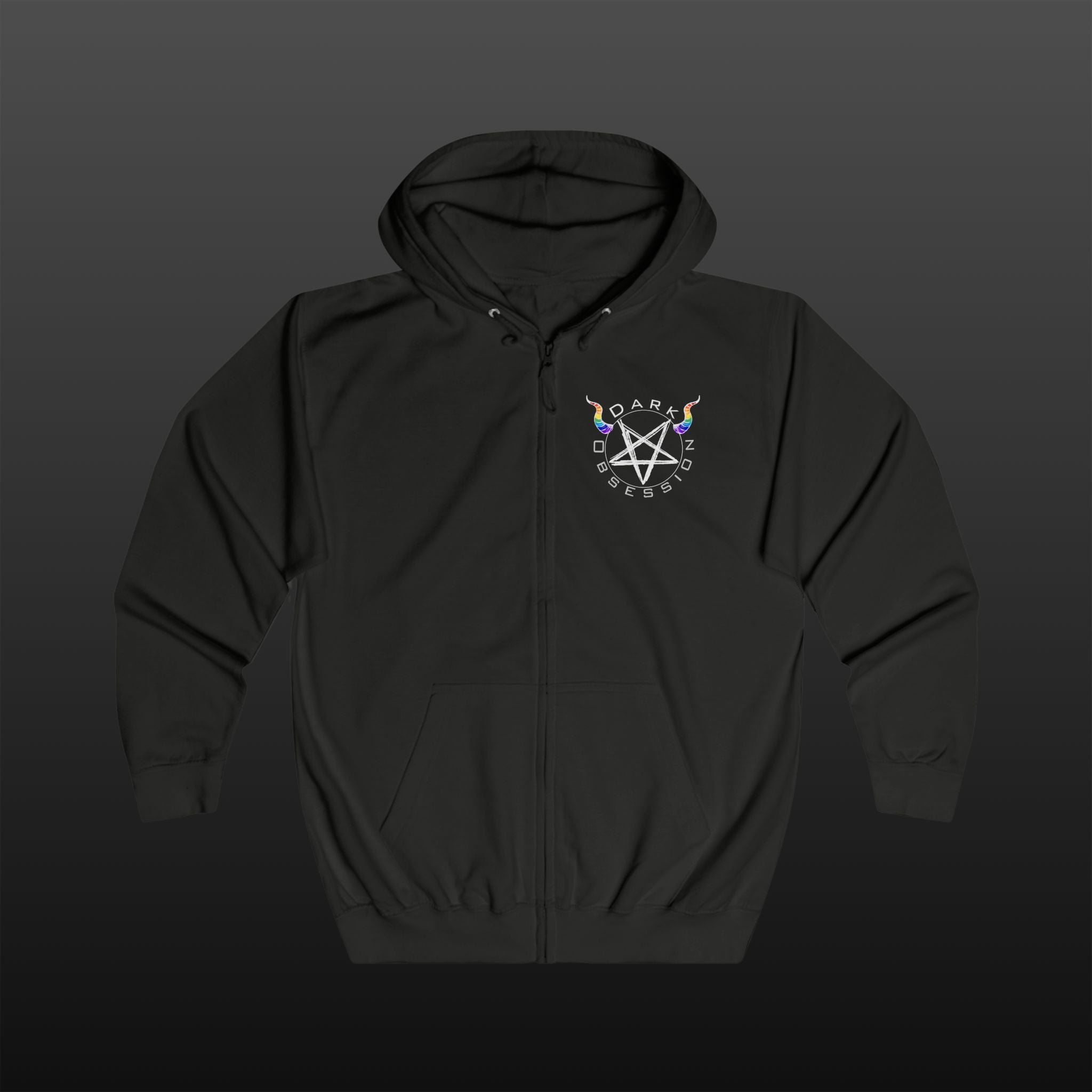 Dark Obsession Rainbow Horns Kaputzenjacke — Backprint