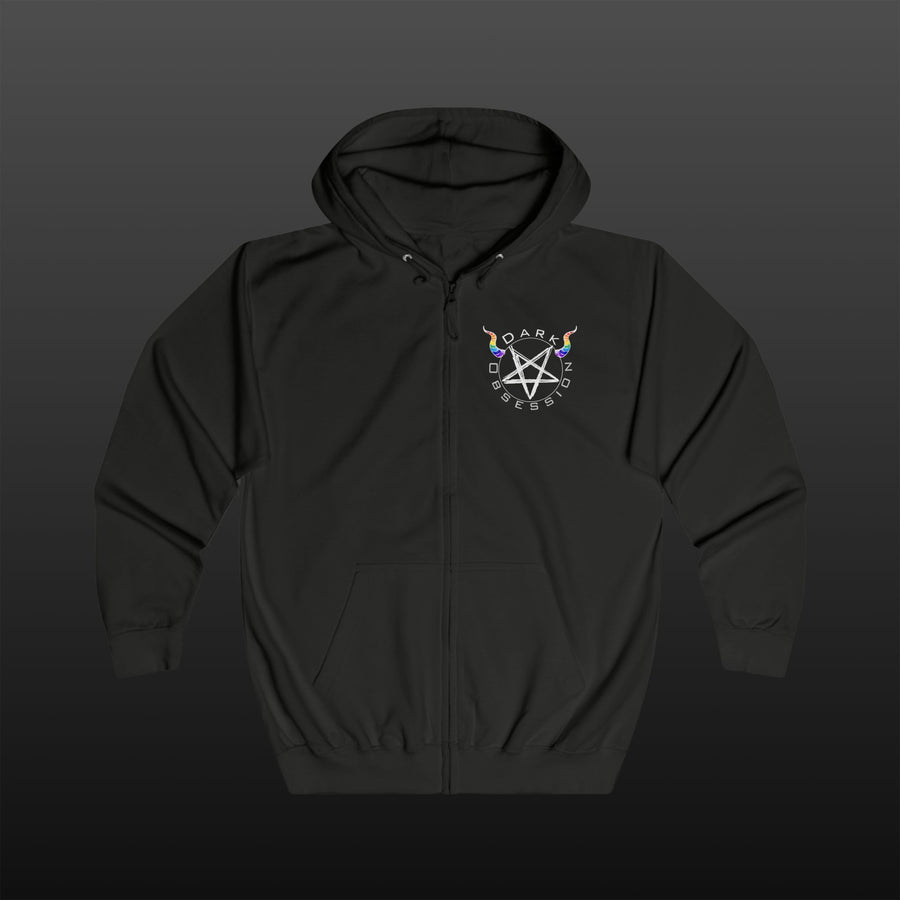 Dark Obsession Rainbow Horns Kaputzenjacke — Backprint