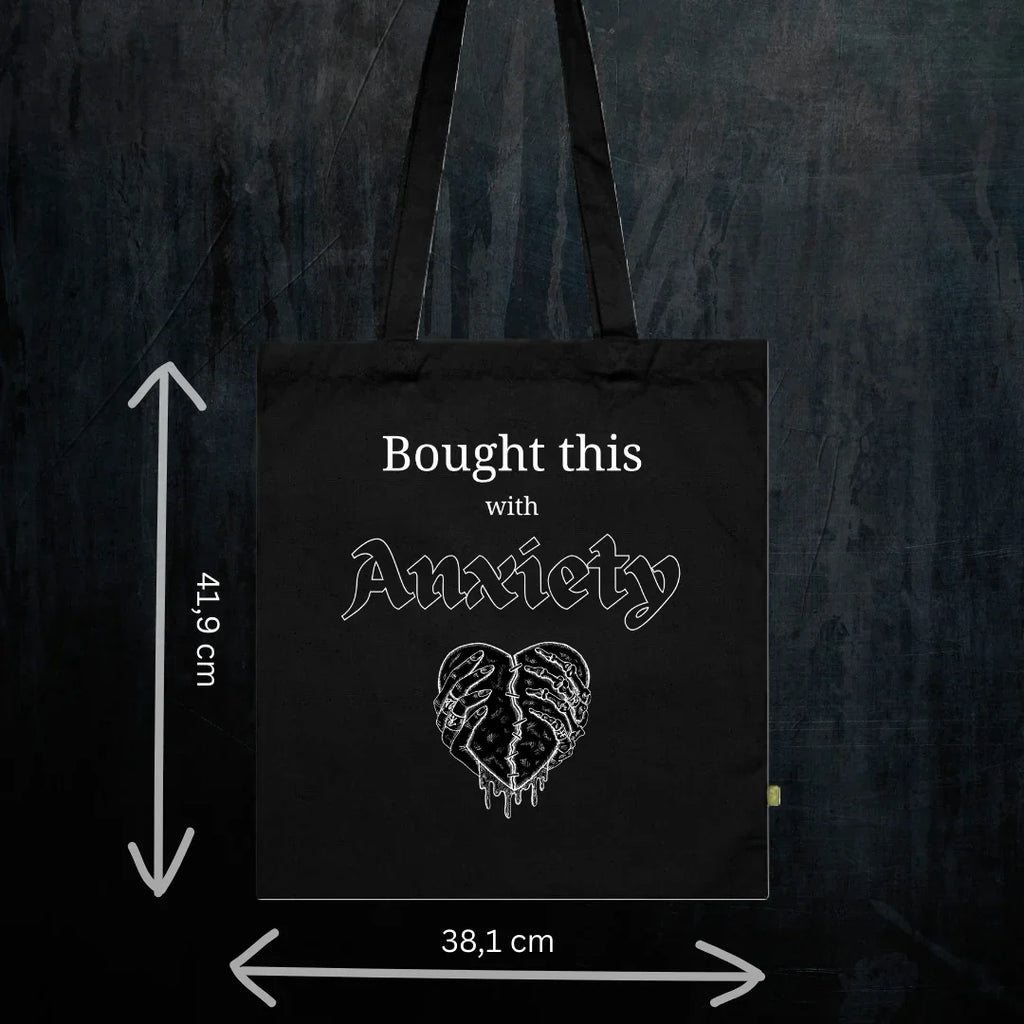 Mental Health Awareness Tote Bio-Baumwolle - Dark Humor Gothic Bag Detail