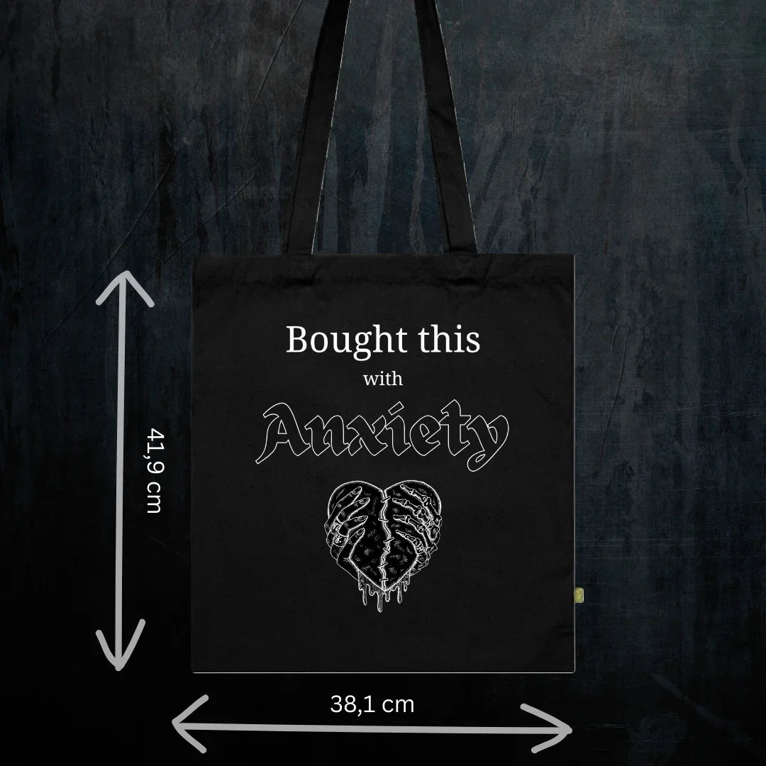 Mental Health Awareness Tote Bio-Baumwolle - Dark Humor Gothic Bag Detail