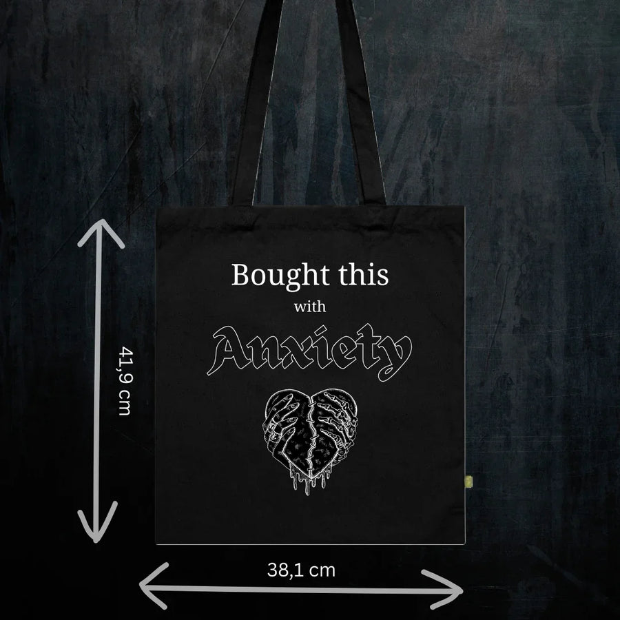 Mental Health Awareness Tote Bio-Baumwolle - Dark Humor Gothic Bag Detail