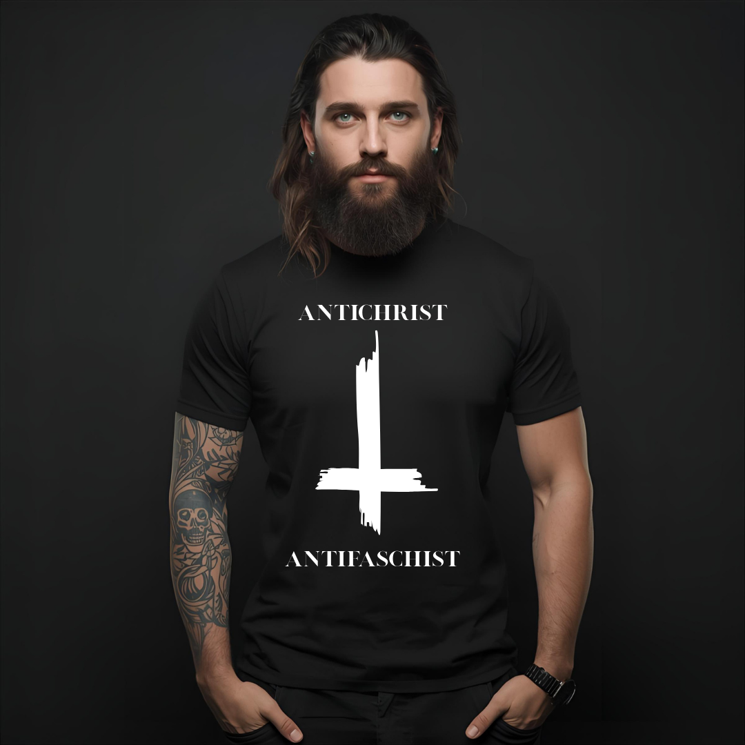 Antichrist Antifaschist Inverted Cross T-Shirt