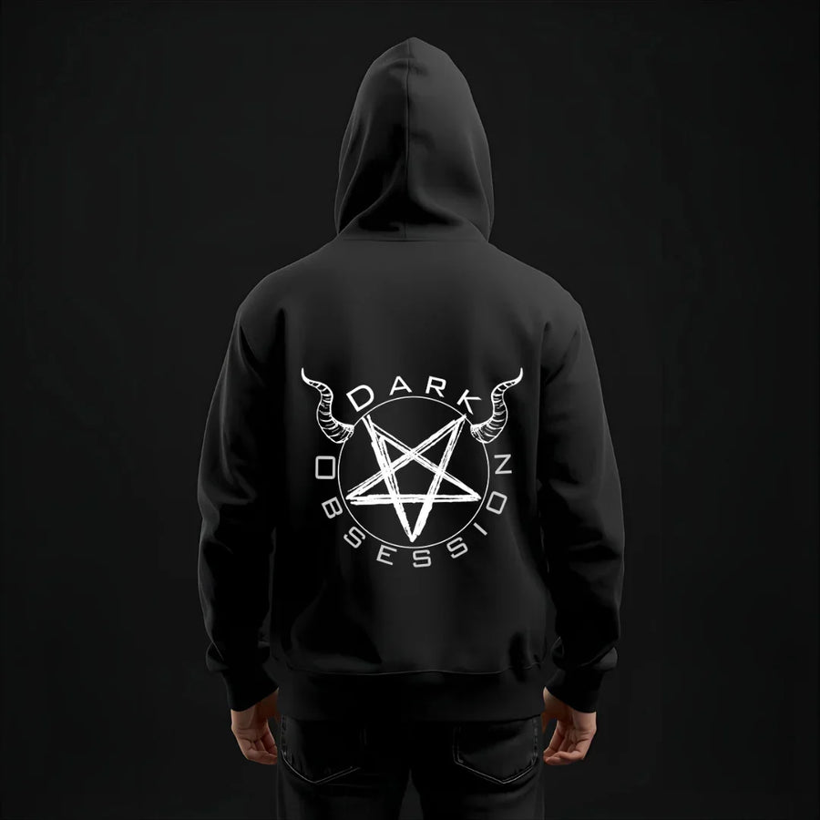 Satanic Black Metal Hoodie Pentagram Backprint - Dark Obsession Occult Streetwear