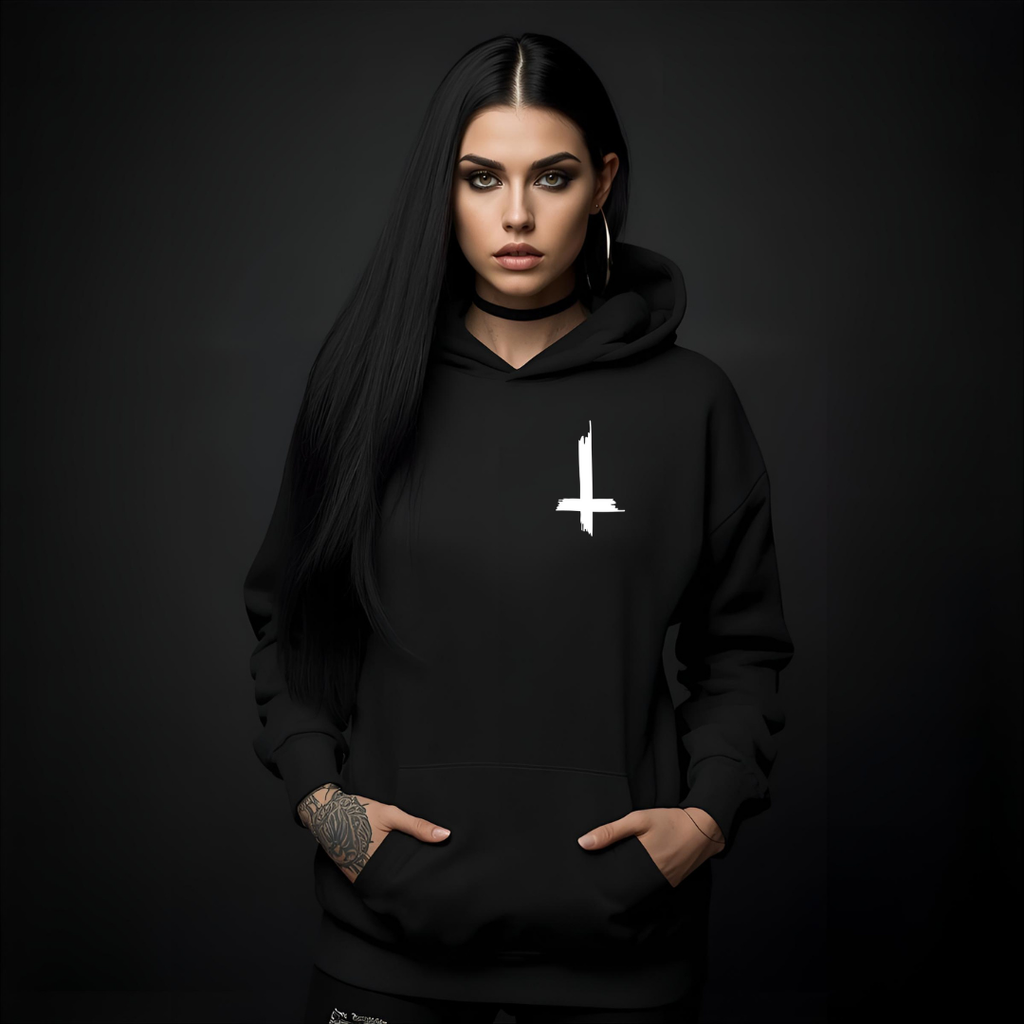 Dark Obsession Hoodie — Pentagram Back & Inverted Cross Front