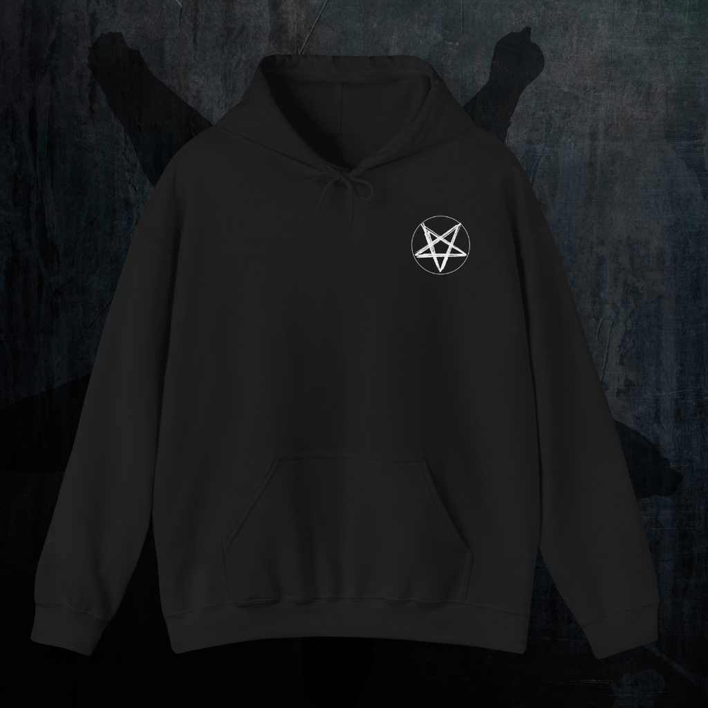 Gothic Black Metal Hoodie — Dark Obsession Pentagram Backprint