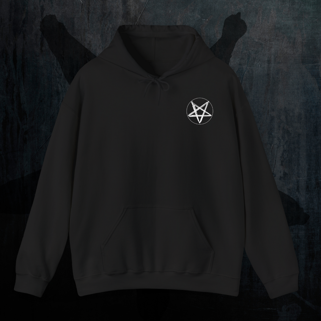 Gothic Black Metal Hoodie — Dark Obsession Pentagram Backprint