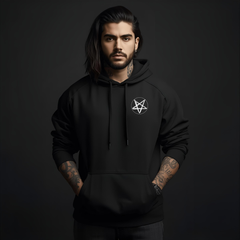 Gothic Black Metal Hoodie — Dark Obsession Pentagram Backprint