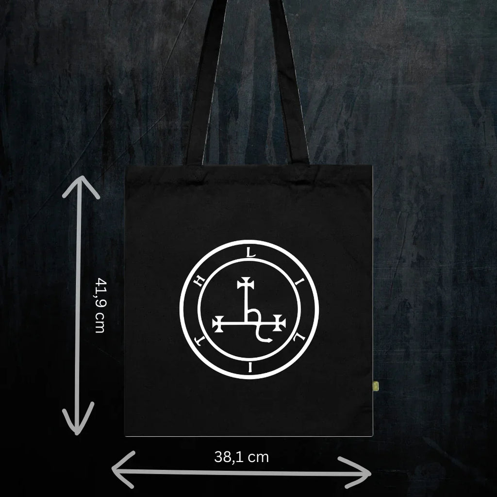 Feminist Lilith Tote Bio-Baumwolle - Spiritual Occult Festival Bag Detail