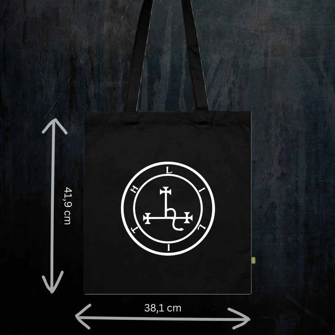 Feminist Lilith Tote Bio-Baumwolle - Spiritual Occult Festival Bag Detail