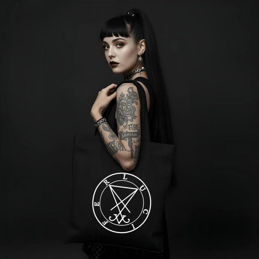 Lucifer Tote Bag Deadly Sin of Vanity - Satanic Occult Black Bag