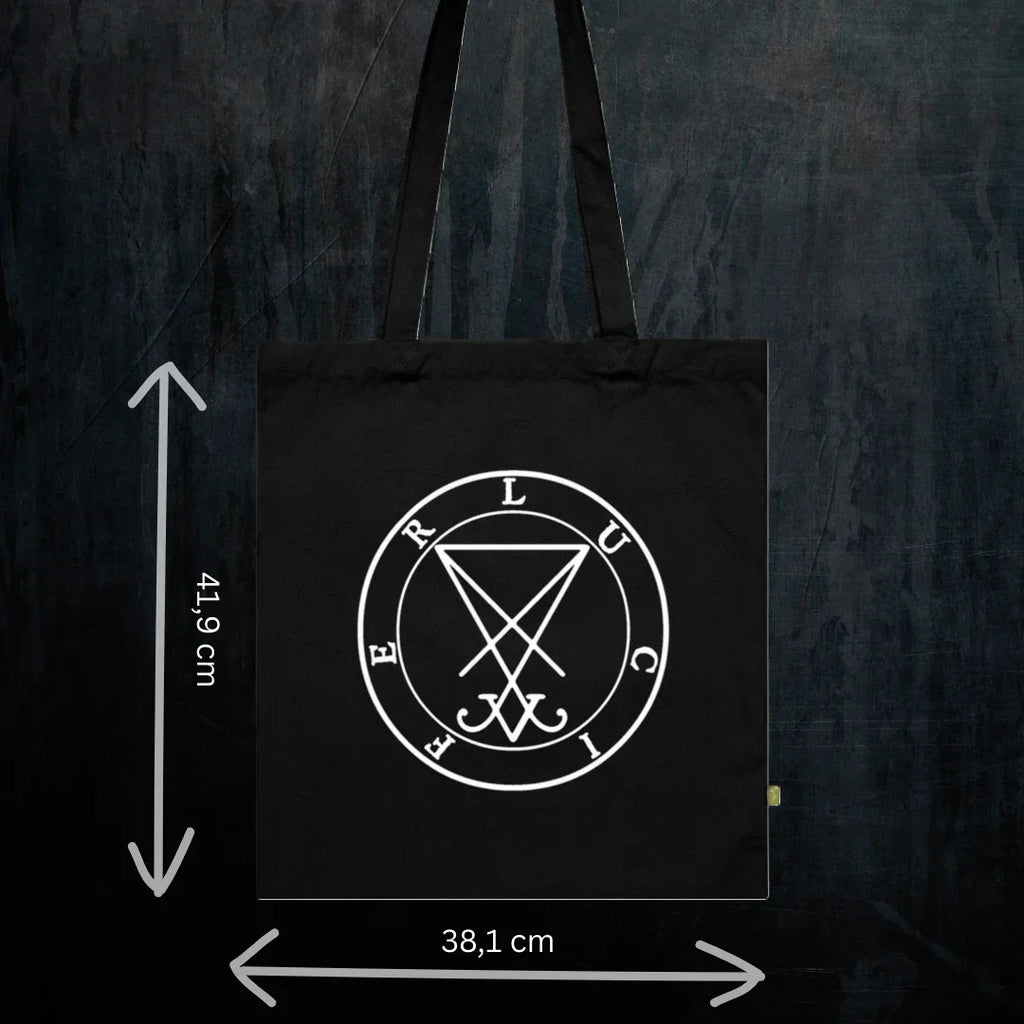 Deadly Sin of Vanity Lucifer Tote Bio-Baumwolle - Spiritual Occult Festival Bag Detail