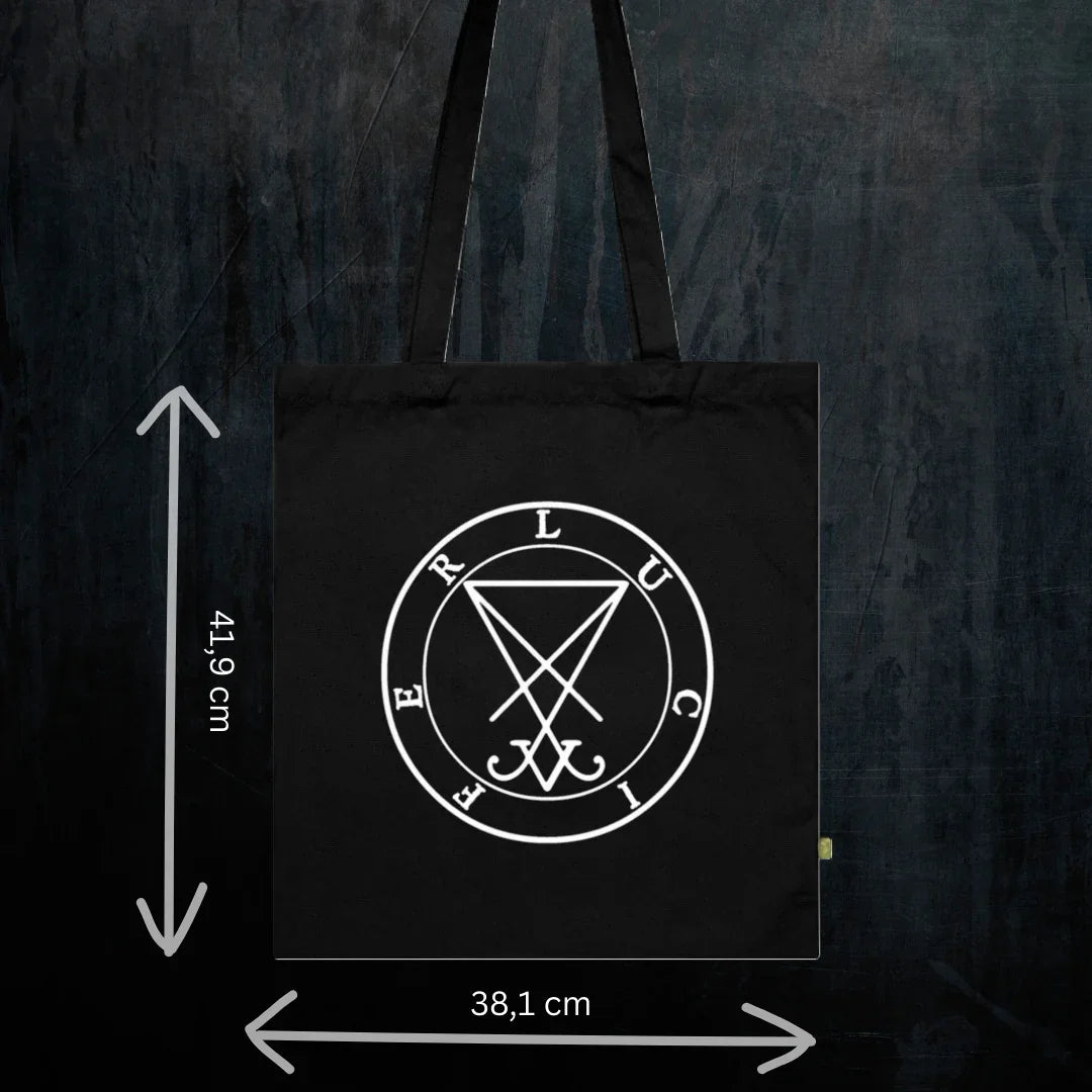 Deadly Sin of Vanity Lucifer Tote Bio-Baumwolle - Spiritual Occult Festival Bag Detail