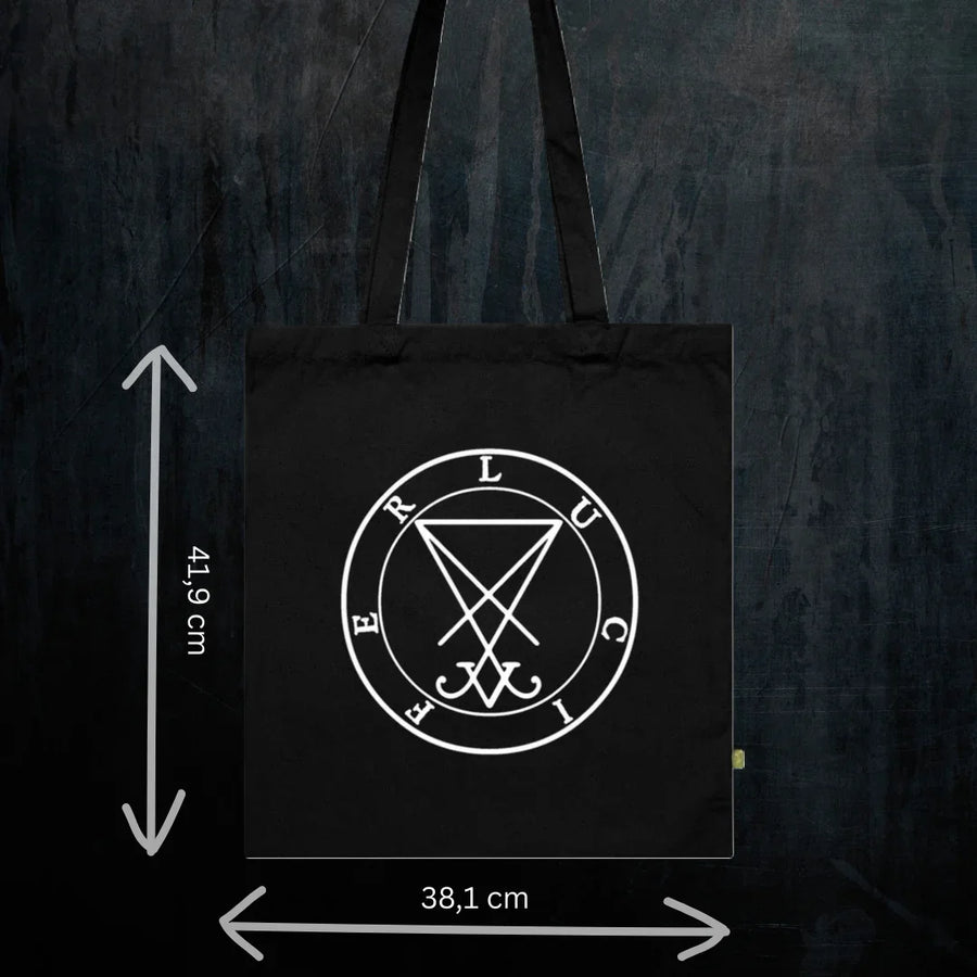Deadly Sin of Vanity Lucifer Tote Bio-Baumwolle - Spiritual Occult Festival Bag Detail