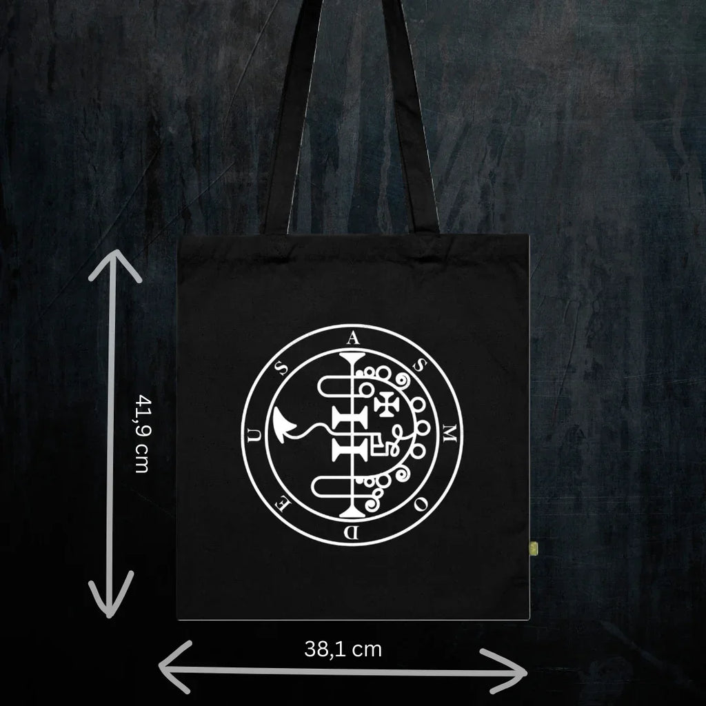 Deadly Sin of Lust Asmodeus Tote Bio-Baumwolle - Spiritual Demonology Festival Bag Detail