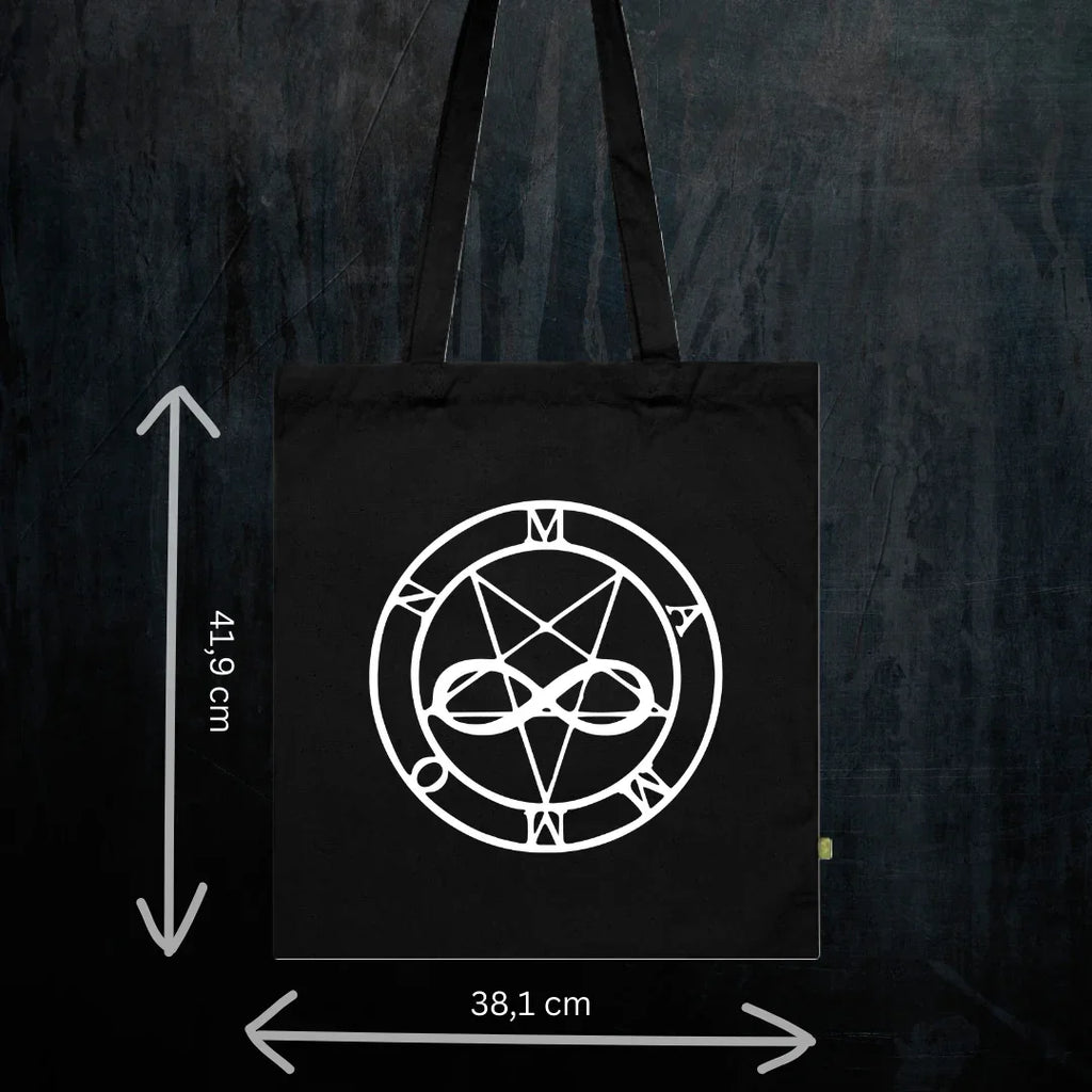 Deadly Sin of Greed Mammon Tote Bio-Baumwolle - Spiritual Demonology Festival Bag Detail