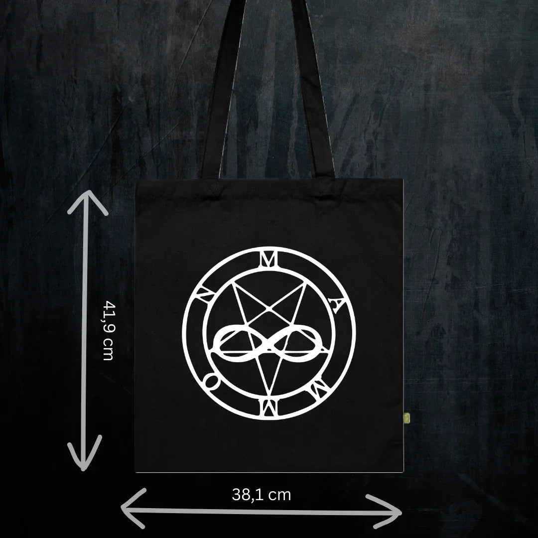 Deadly Sin of Greed Mammon Tote Bio-Baumwolle - Spiritual Demonology Festival Bag Detail
