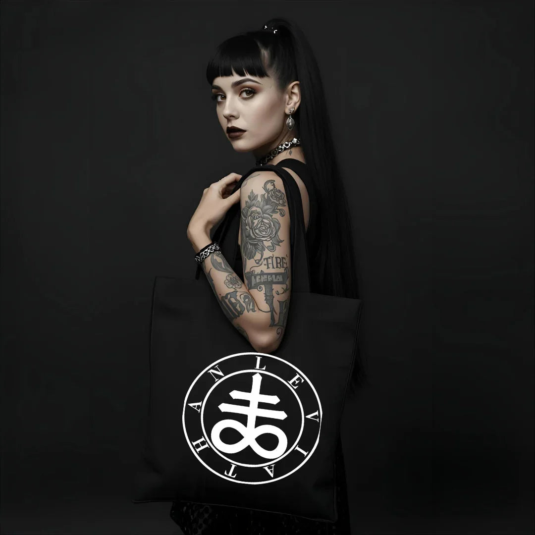 Leviathan Tote Bag Deadly Sin of Envy - Occult Demon Sigil Black Bag