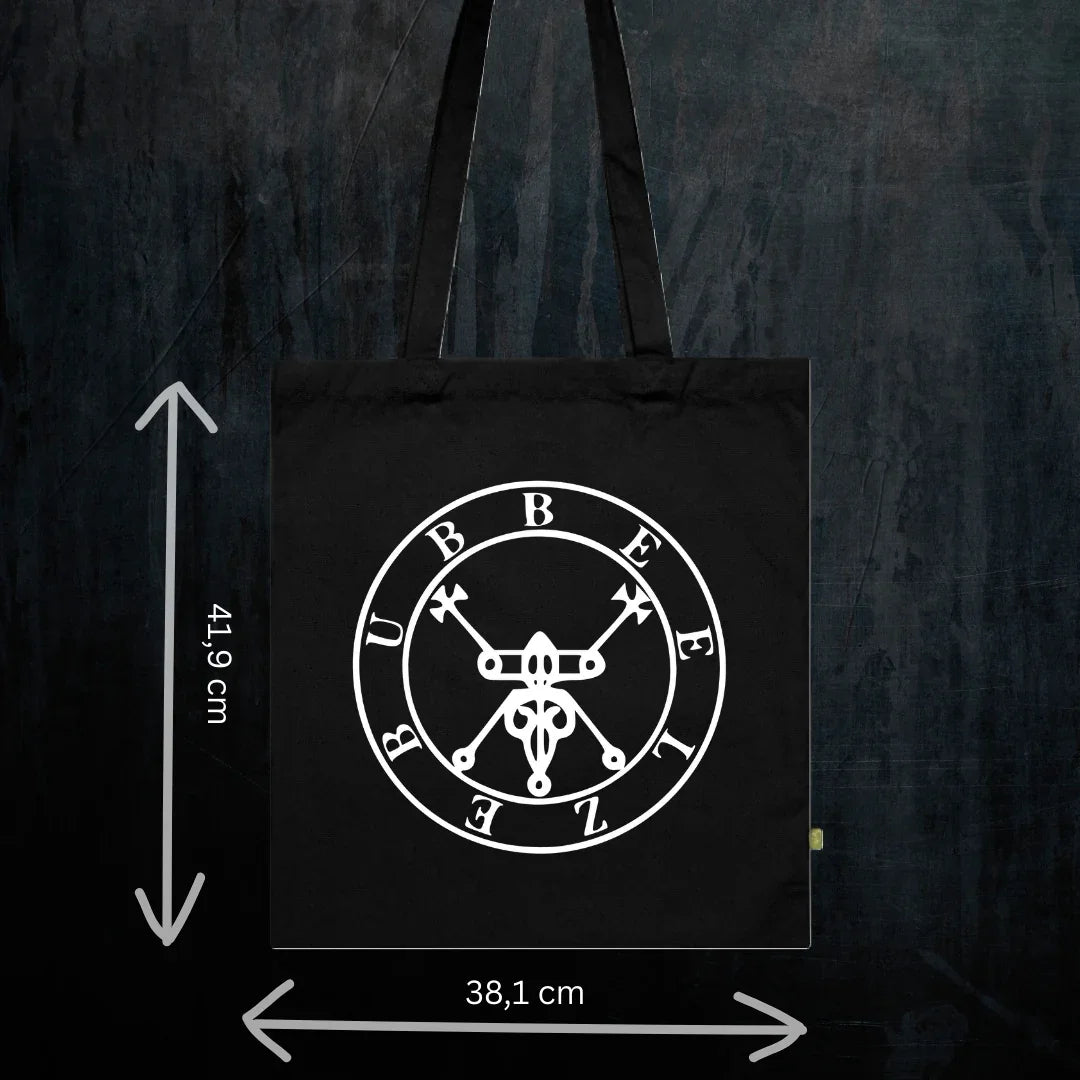 Deadly Sin of Gluttony Beelzebub Tote Bio-Baumwolle - Spiritual Demonology Festival Bag Detail