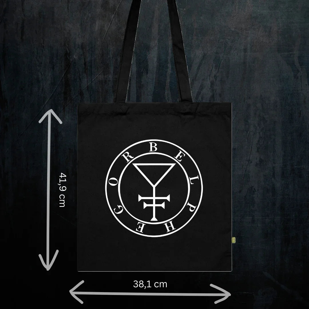 Deadly Sin of Sloth Belphegor Tote Bio-Baumwolle - Spiritual Demonology Festival Bag Detail