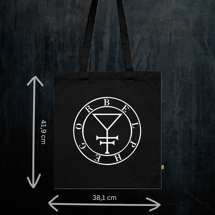 Deadly Sin of Sloth Belphegor Tote Bio-Baumwolle - Spiritual Demonology Festival Bag Detail