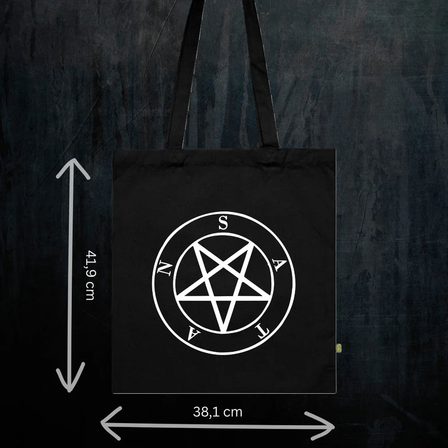 Deadly Sin of Wrath Satan Tote Bio-Baumwolle - Spiritual Demonology Festival Bag Detail