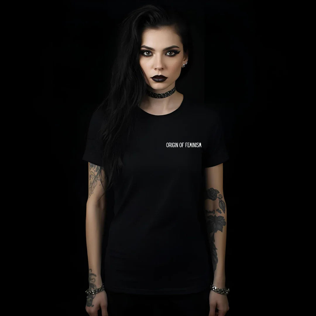 Origin of Feminism Lilith Shirt - Gothic Feminist T-Shirt Detail Herren