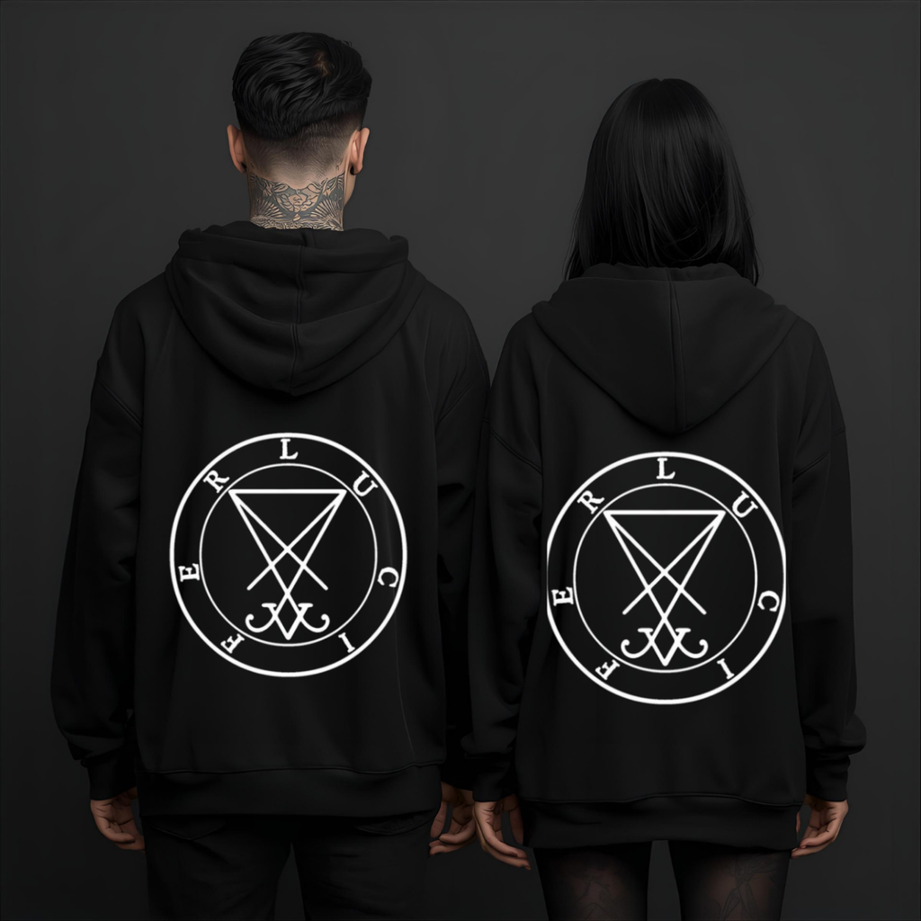 Lucifer Hoodie Deadly Sin of Vanity schwarz - Occult Sigil Gothic Sweatshirt Vorderansicht