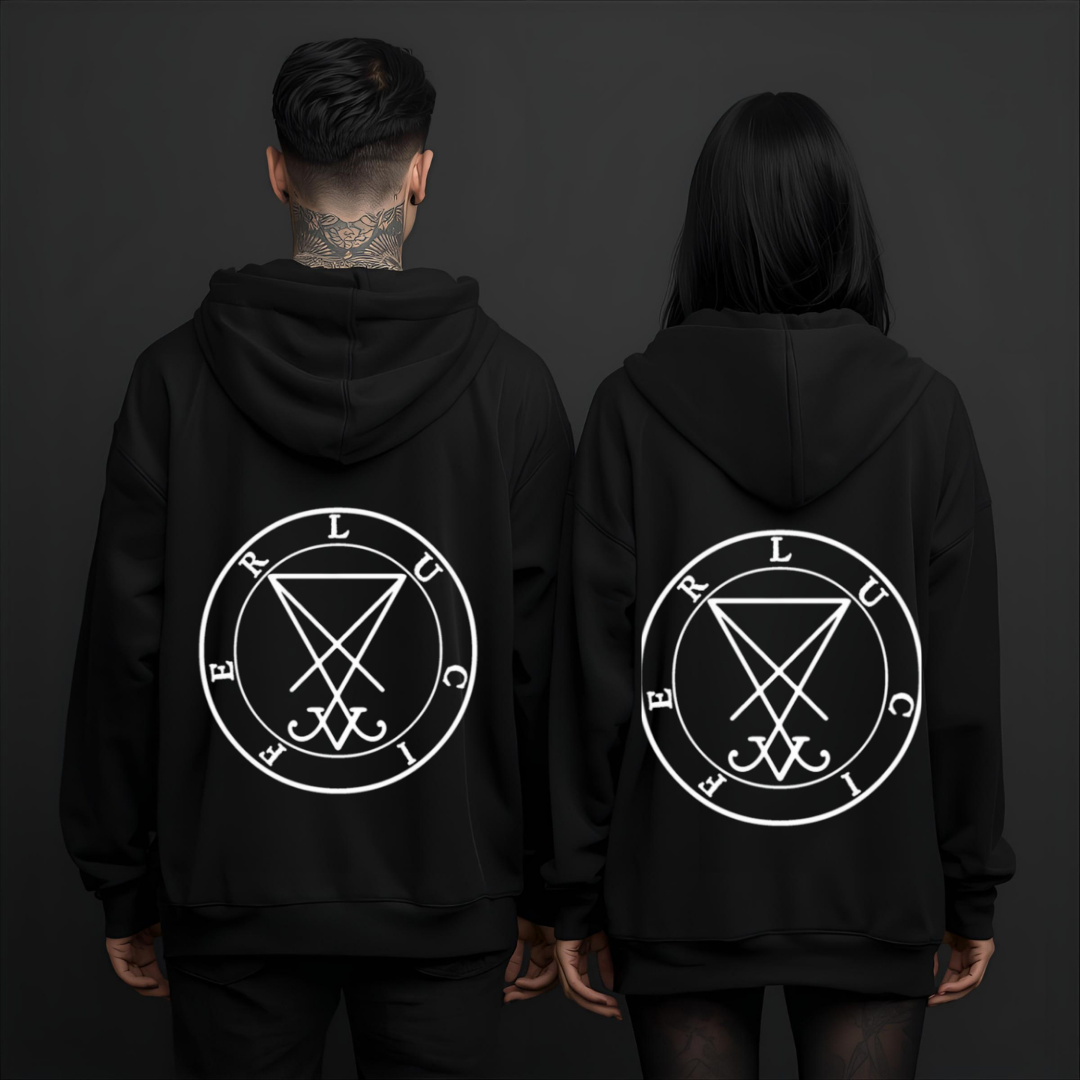 Lucifer Hoodie Deadly Sin of Vanity schwarz - Occult Sigil Gothic Sweatshirt Vorderansicht