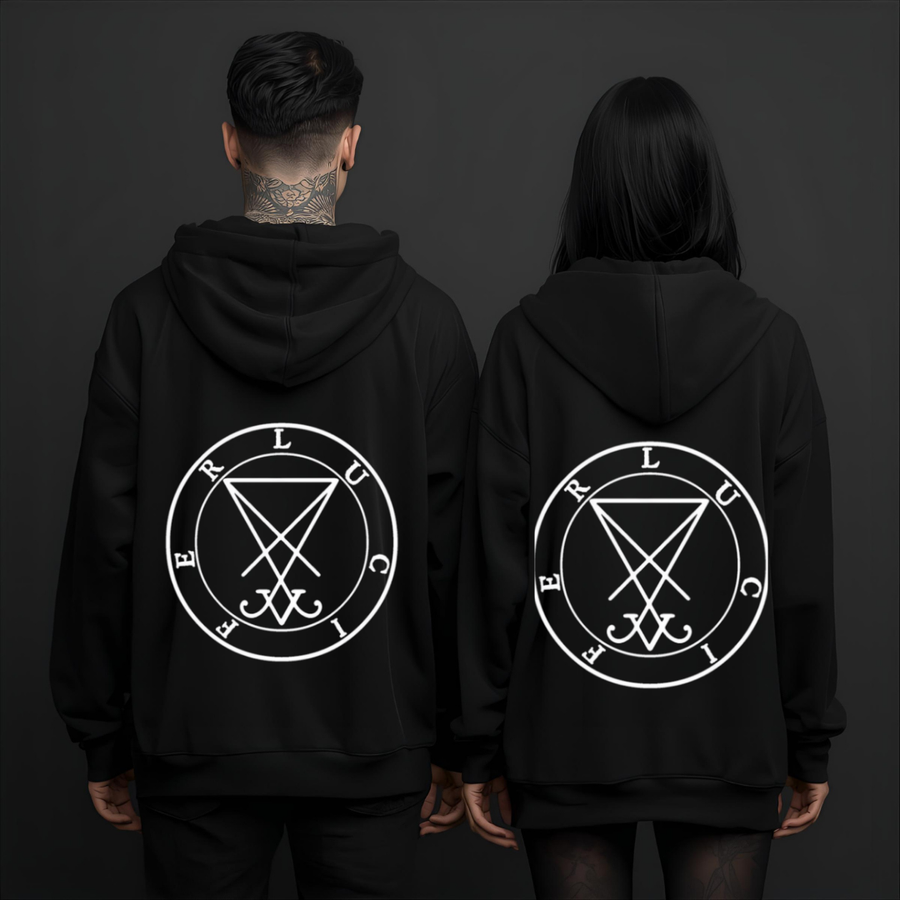 Lucifer Hoodie Deadly Sin of Vanity schwarz - Occult Sigil Gothic Sweatshirt Vorderansicht
