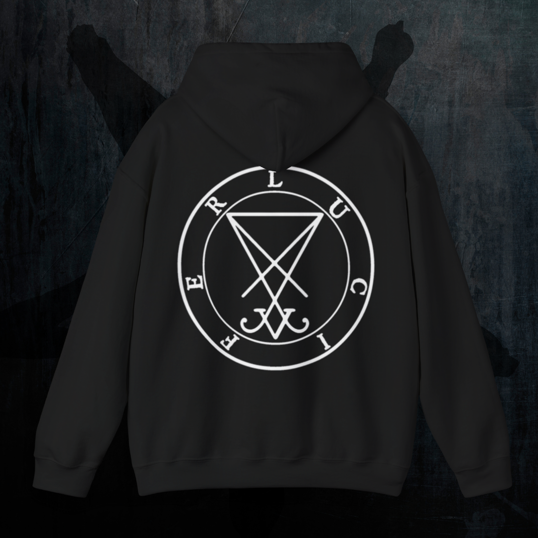 Lucifer Vanity Hoodie Back Sigil - Gothic Demonology Sweatshirt Rückenansicht