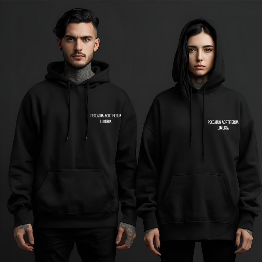 Deadly Sin of Lust Asmodeus Hoodie - Satanic Occult Sweatshirt Front Detail