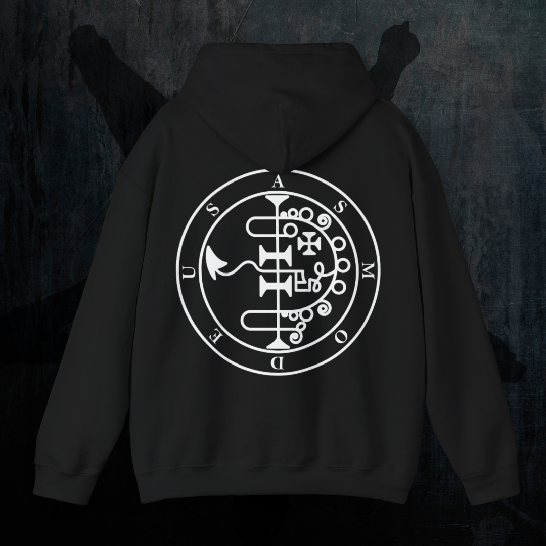 Asmodeus Lust Hoodie Back Sigil - Gothic Demonology Sweatshirt Rückenansicht