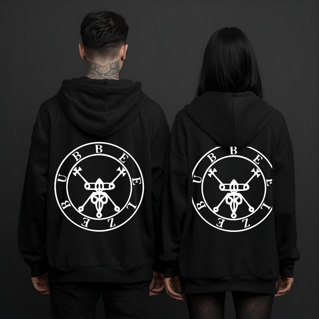 Beelzebub Hoodie Deadly Sin of Gluttony schwarz - Occult Sigil Gothic Sweatshirt Vorderansicht