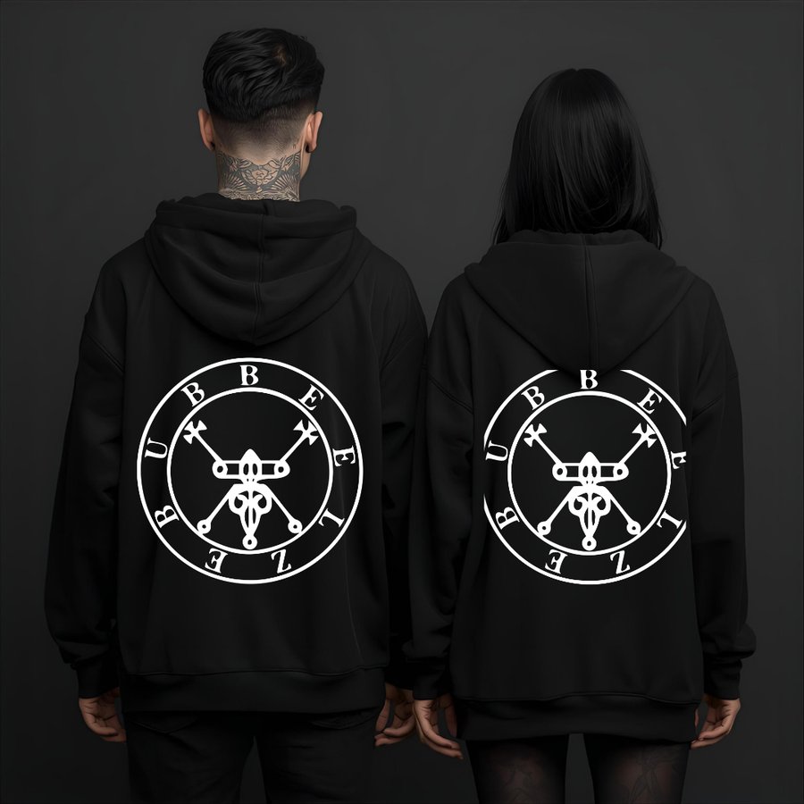 Beelzebub Hoodie Deadly Sin of Gluttony schwarz - Occult Sigil Gothic Sweatshirt Vorderansicht