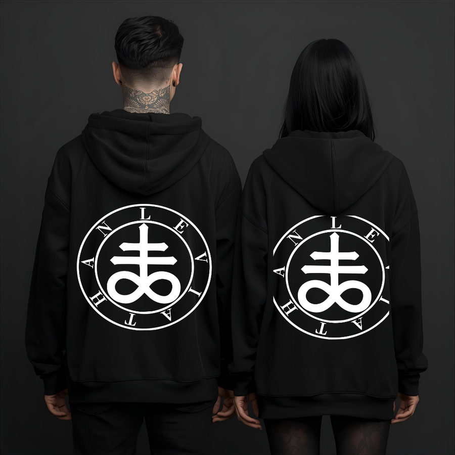 Leviathan Hoodie Deadly Sin of Envy schwarz - Occult Sigil Gothic Sweatshirt Vorderansicht