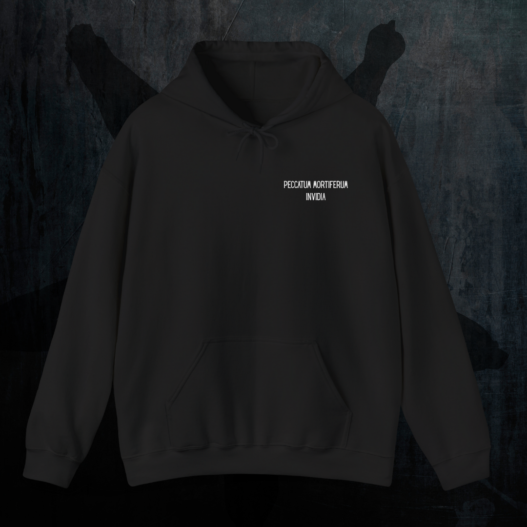 Deadly Sin of Envy Occult Hoodie - Leviathan Demonology Sweatshirt Detail