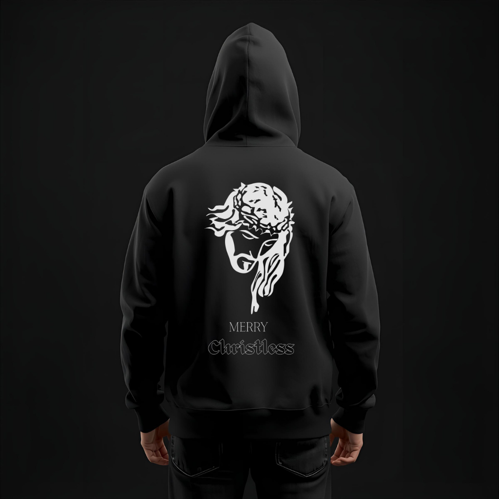 Christmas Jesus Head Hoodie — "Merry Christless"