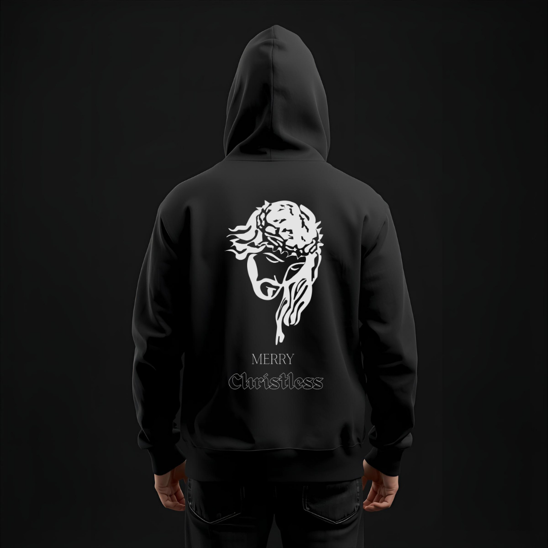 Christmas Jesus Head Hoodie — "Merry Christless"