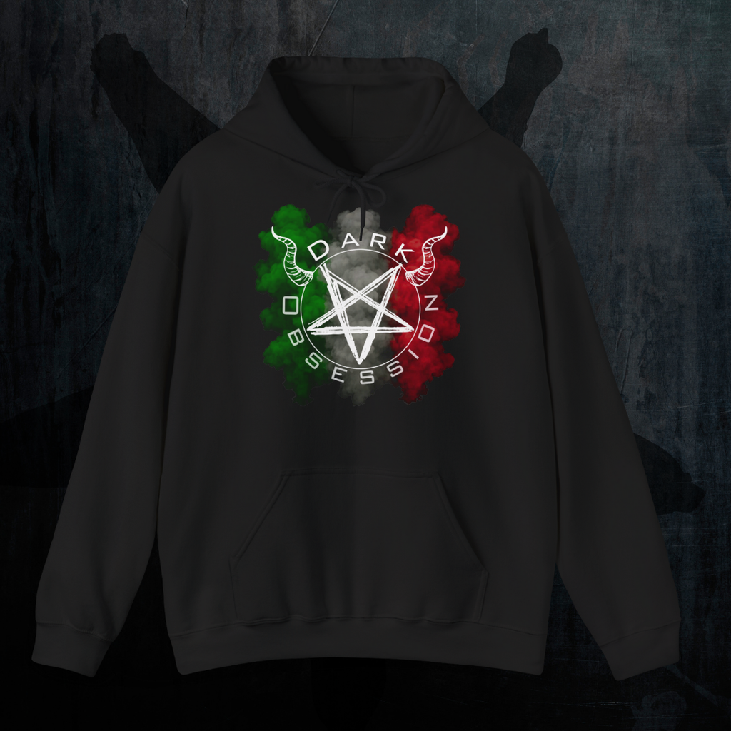 Dark Obsession Hoodie mit italienischer Flagge – Frontprint