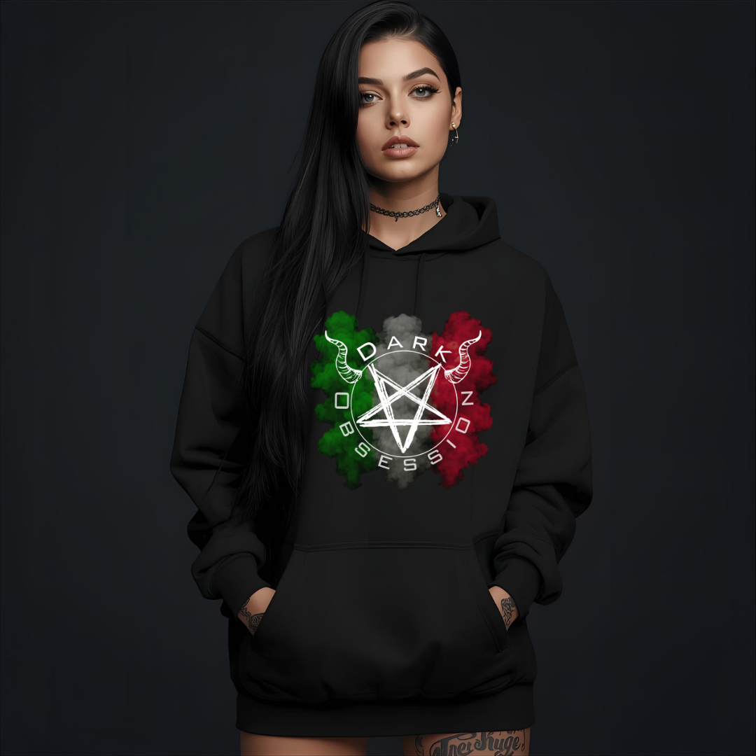 Dark Obsession Hoodie mit italienischer Flagge – Frontprint