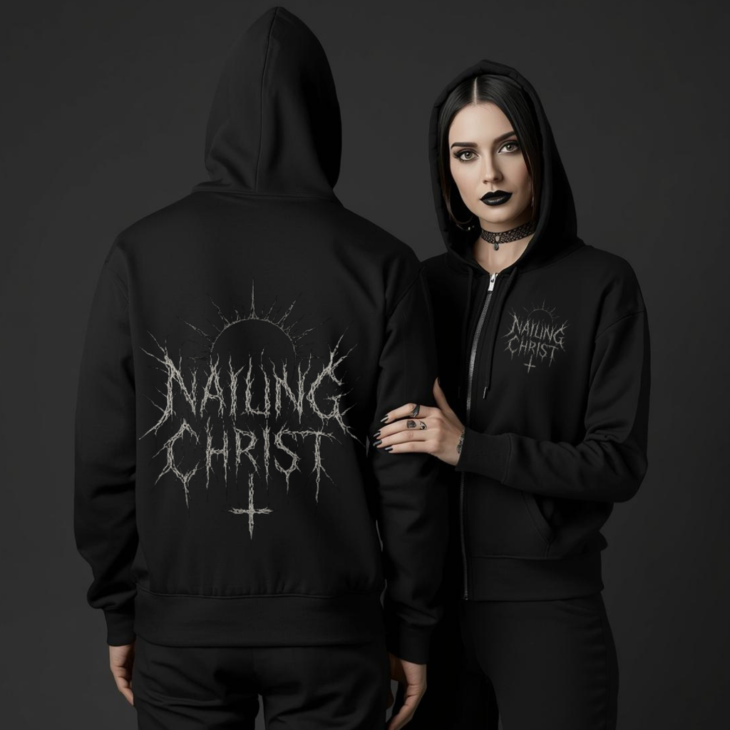 Black Metal "Nailing Christ" —  Band Logo Zipper Hoodie