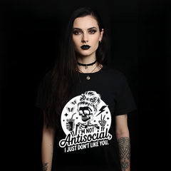 I'm Not Antisocial Skull Graphic T-Shirt — Funny Sarcastic Sceleton