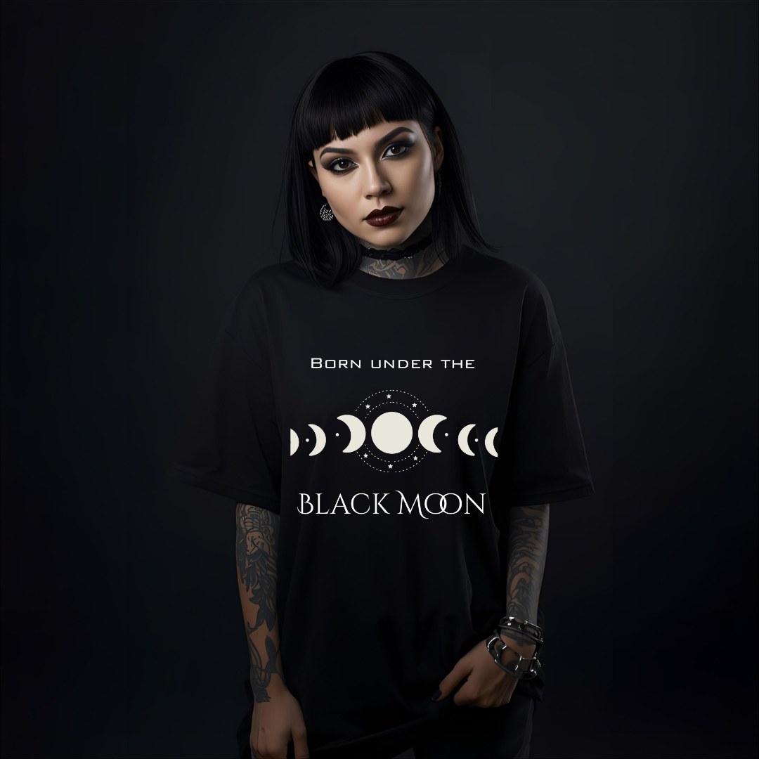 Born Under the Black Moon T-Shirt — Gothic Moon Phase Tee
